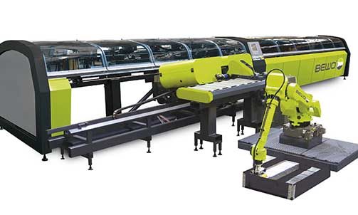 Bewo - Sigma line with deburring machine and stacking robot